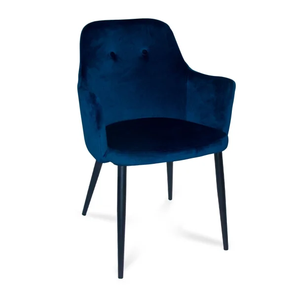 SILLÓN GUNNAR TERCIOPELO AZUL PATAS COLOR NEGRO